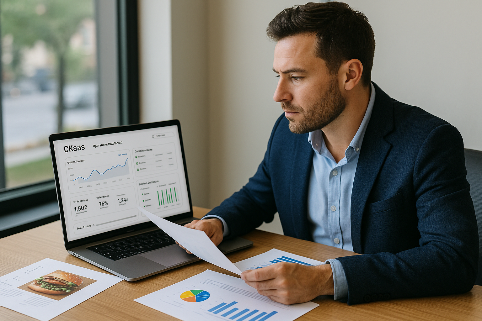 Founder planning food brand with CKaaS operations dashboard