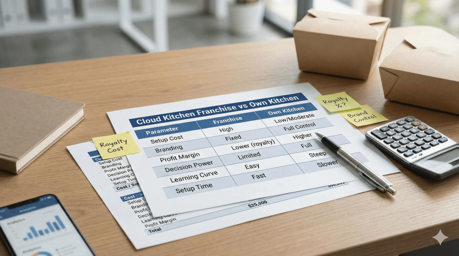 Comparison of operations workload in CKaaS versus own cloud kitchen