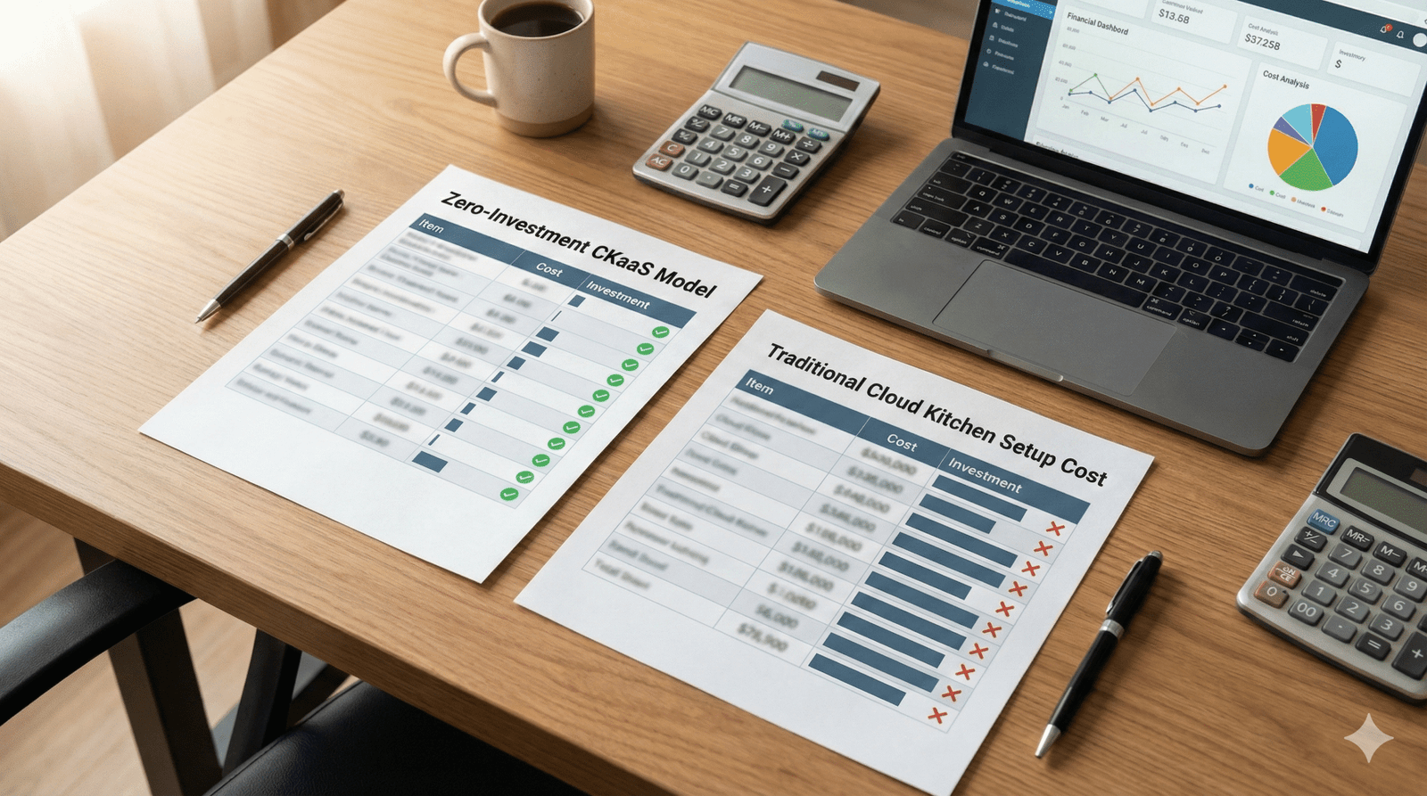 Cost comparison between zero-investment CKaaS model and traditional cloud kitchen setup