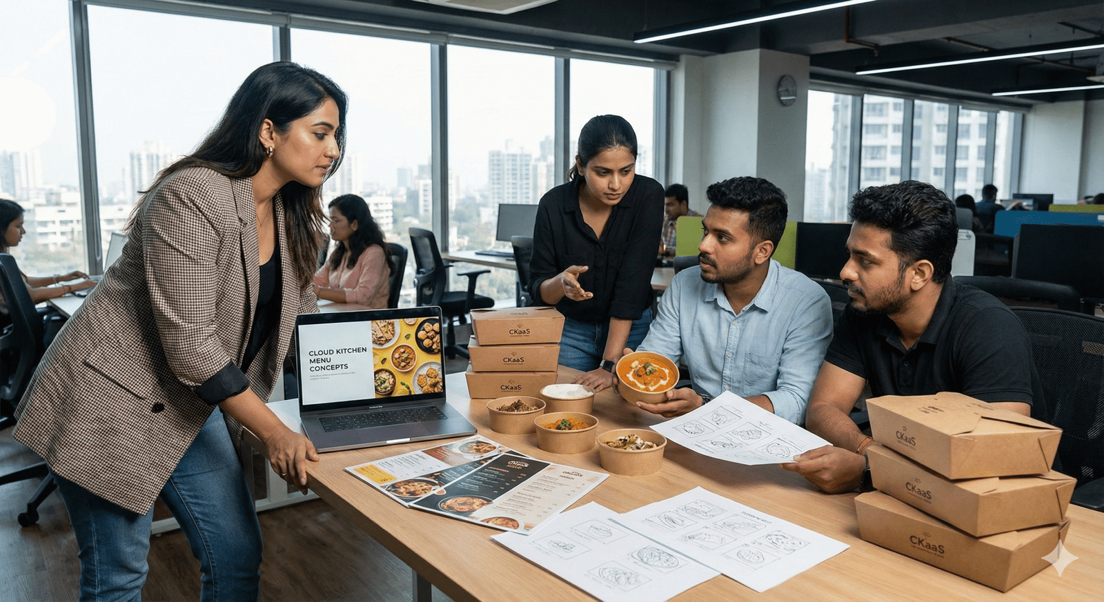 Influencer collaborating with CKaaS operations team to design menu and packaging