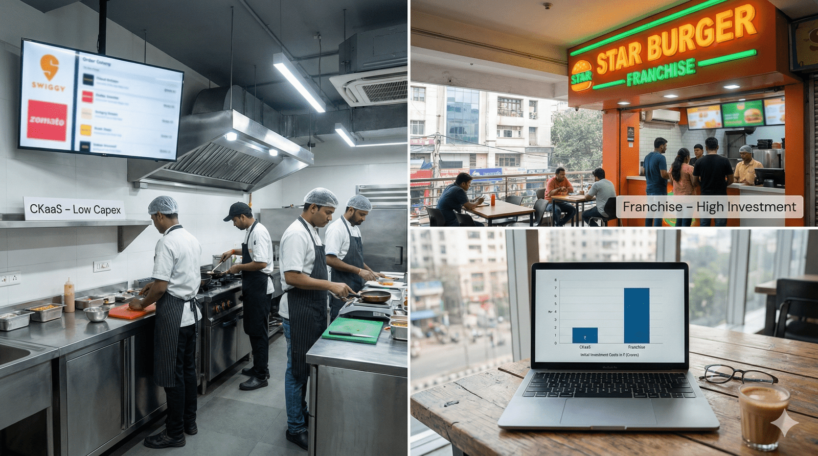 Cost comparison between CKaaS and food franchise models in India, CKaaS vs Food Franchise Cost