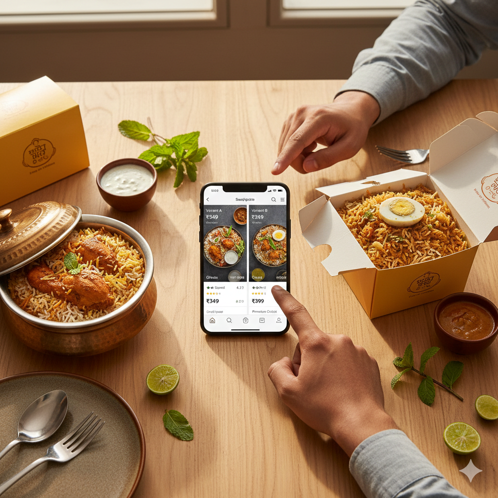 Customer ordering food from restaurant website