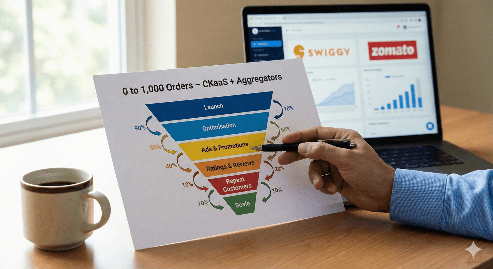 Order growth funnel from 0 to 1,000 orders using CKaaS and aggregators