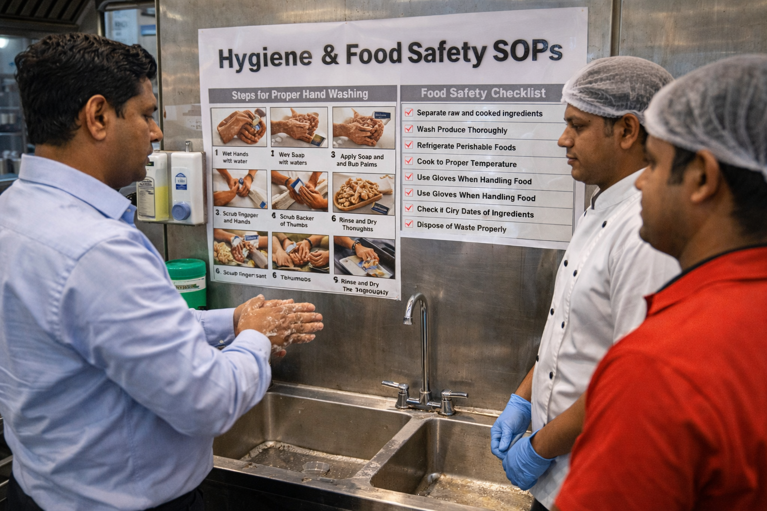 Cloud kitchen operations framework dashboard showing SOPs, inventory, and dispatch KPIs