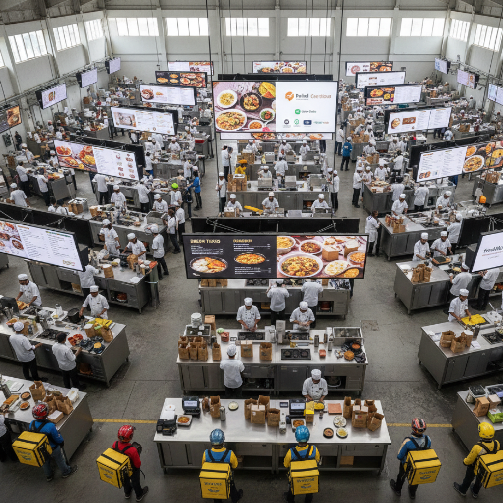 Cloud kitchen management services in India showing daily operations dashboard and dispatch workflow