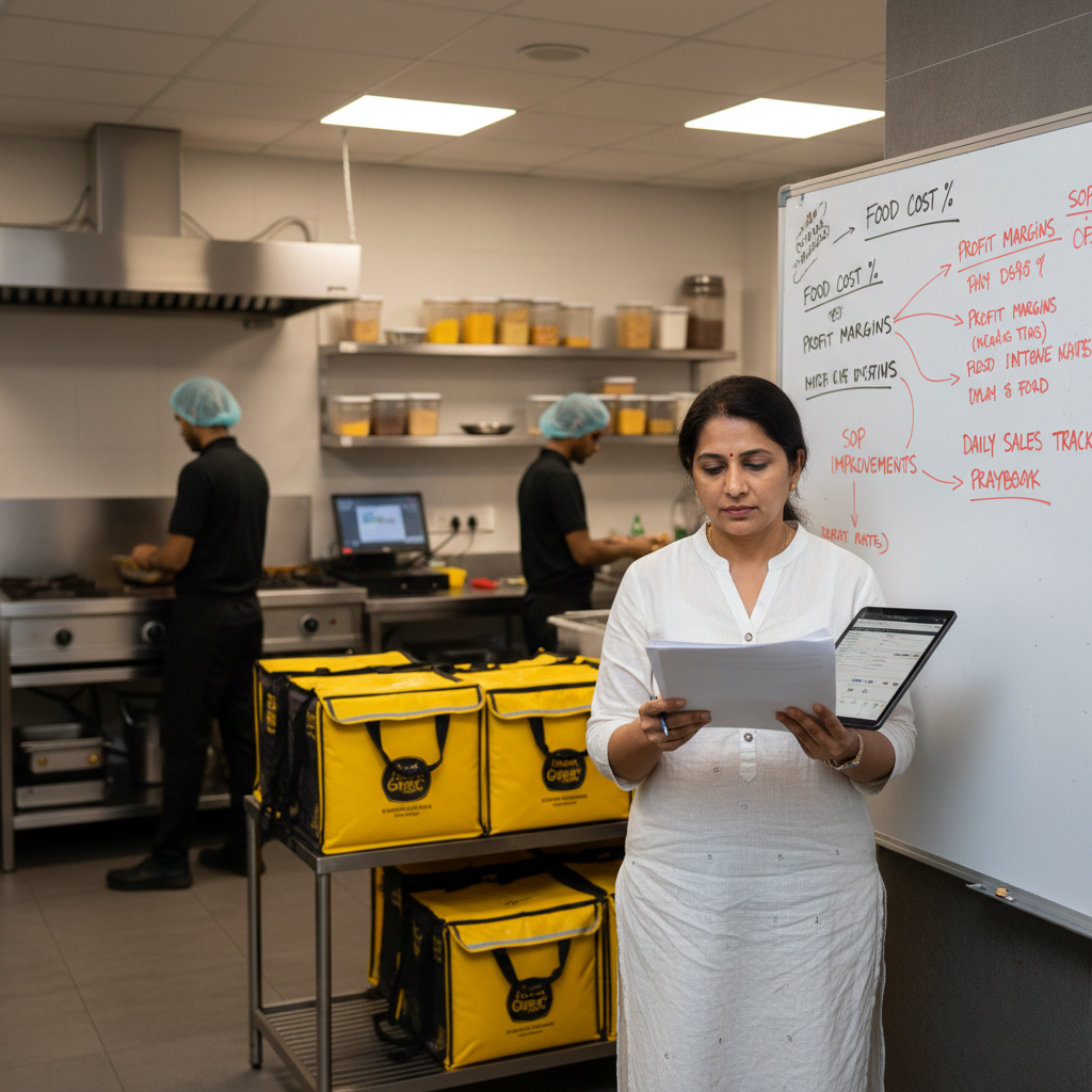 Cloud kitchen consultant in India performing an operations audit and building a profitability playbook