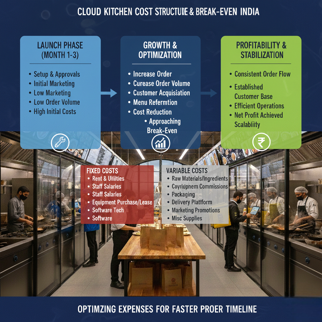 Cloud kitchen cost structure affecting break even