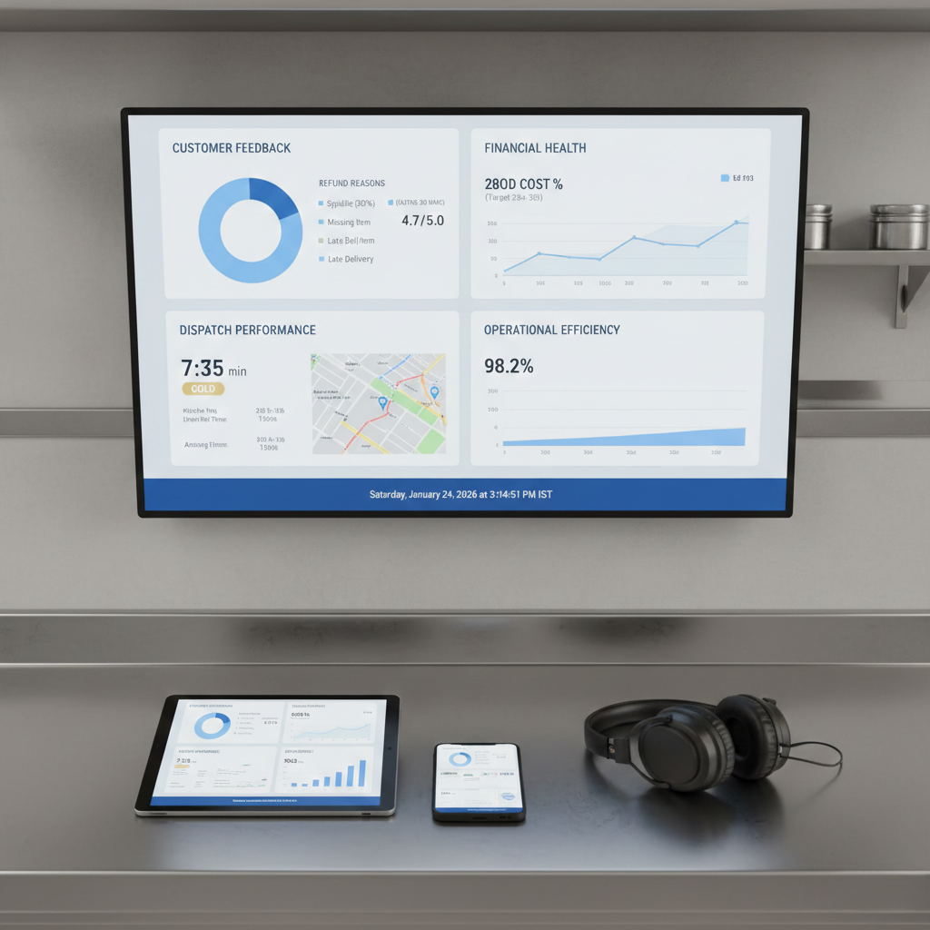 Cloud kitchen operations dashboards controlling food cost
