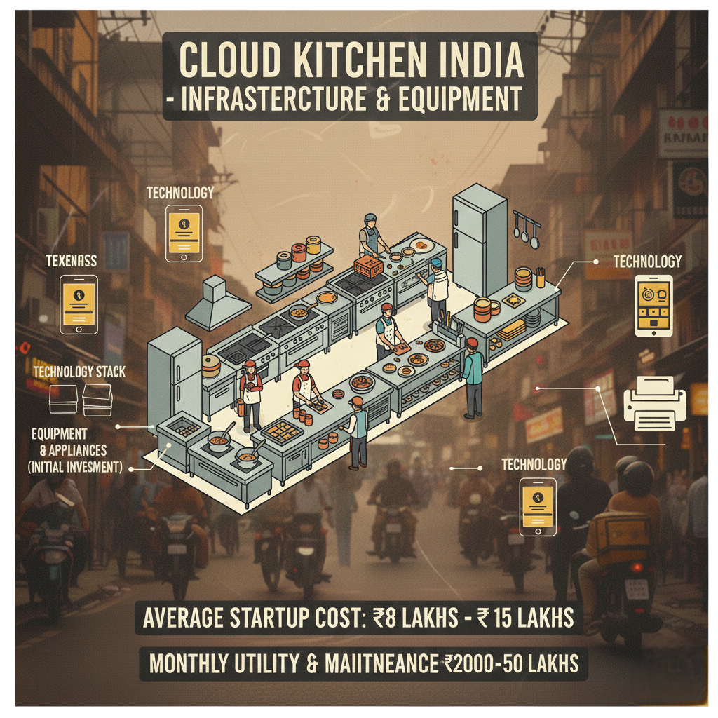 Cloud kitchen setup infrastructure and equipment in India