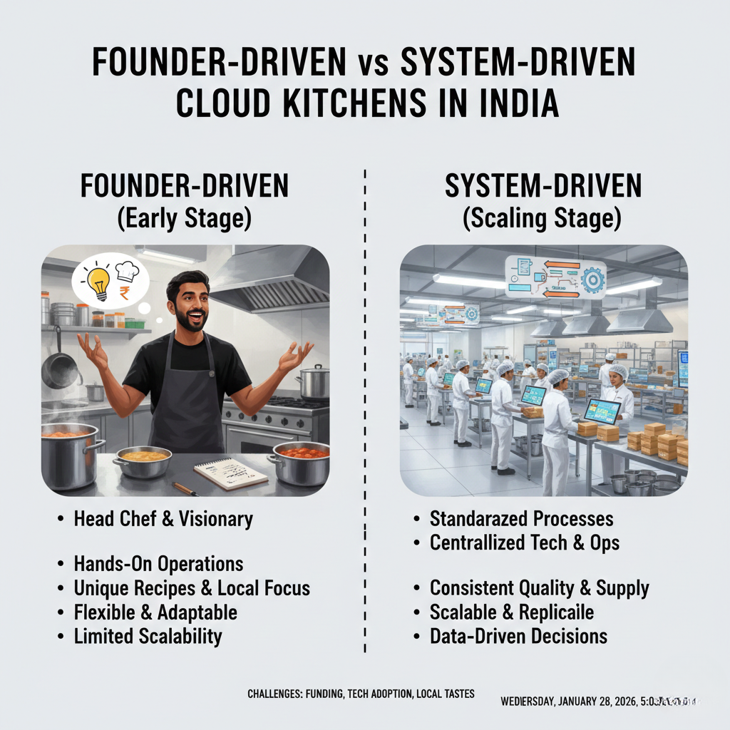 Founder-driven vs system-driven cloud kitchens in India