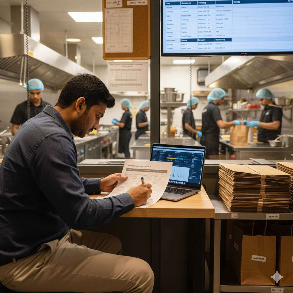 Founder reviewing cloud kitchen operations and considering switching to CKaaS