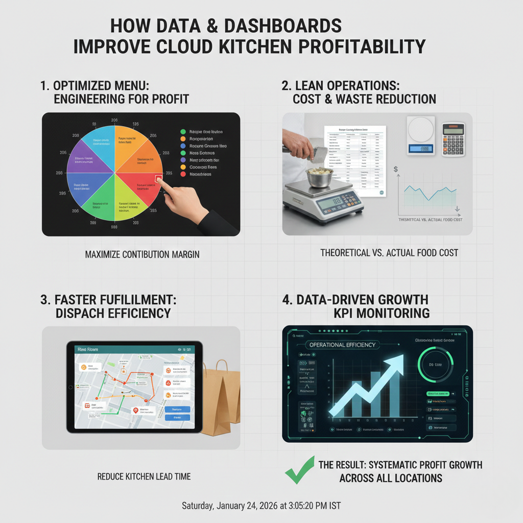 Central kitchen process flow showing prep, batch control, storage and dispatch SOPs