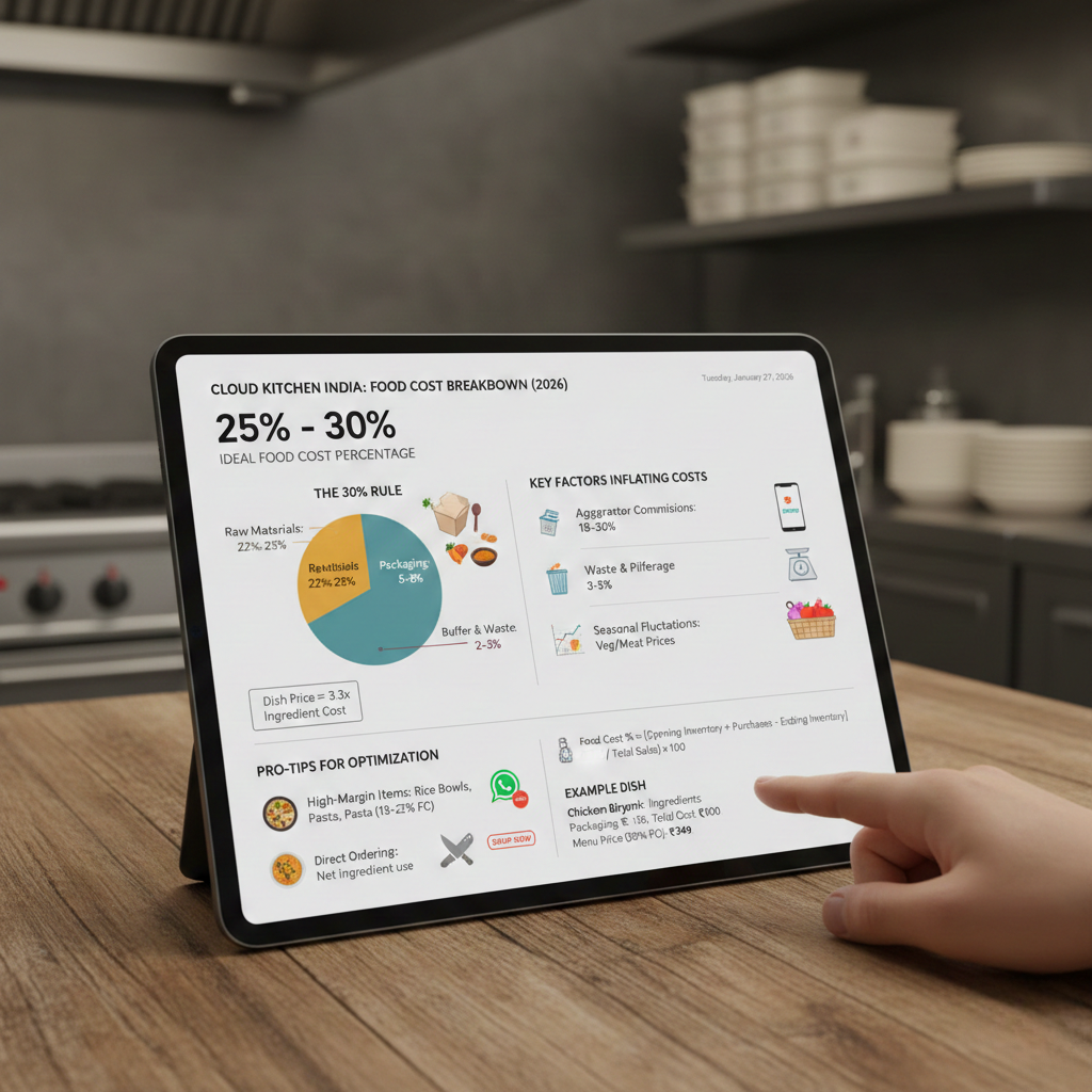 Ideal food cost percentage for cloud kitchens in India explained with breakdown