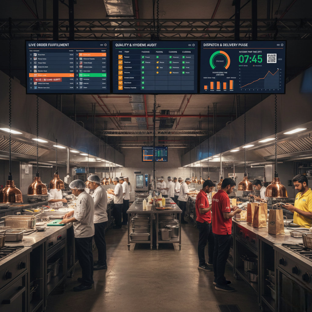 Partner kitchen checklist for asset light cloud kitchen model including SOP, audit, and dispatch controls