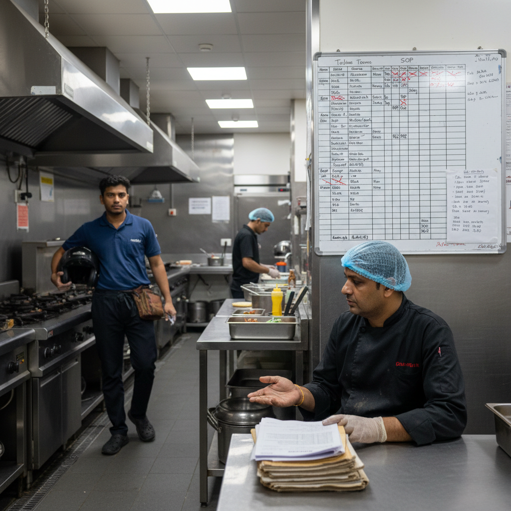 Cloud kitchen owner burnout managing operations manually