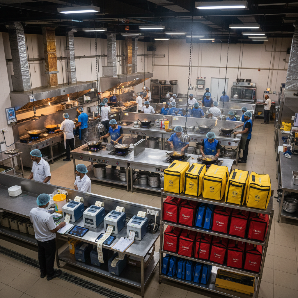 Cloud kitchen execution with packing and dispatch SOPs